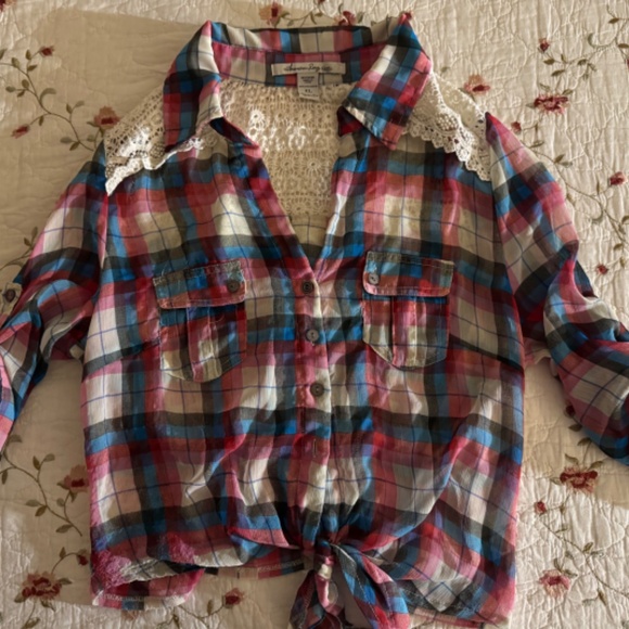 American Rag Cie (Size XL, Good Used Condition, Pink/Blue/White/Black Plaid) - Picture 3 of 9